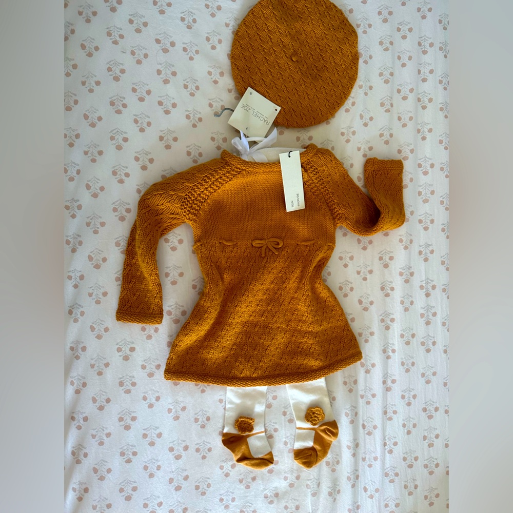 Knitted sweater dress and stockings